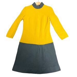 Vintage The Clothes Horse Girl's Yellow and Gray Color Block Dress